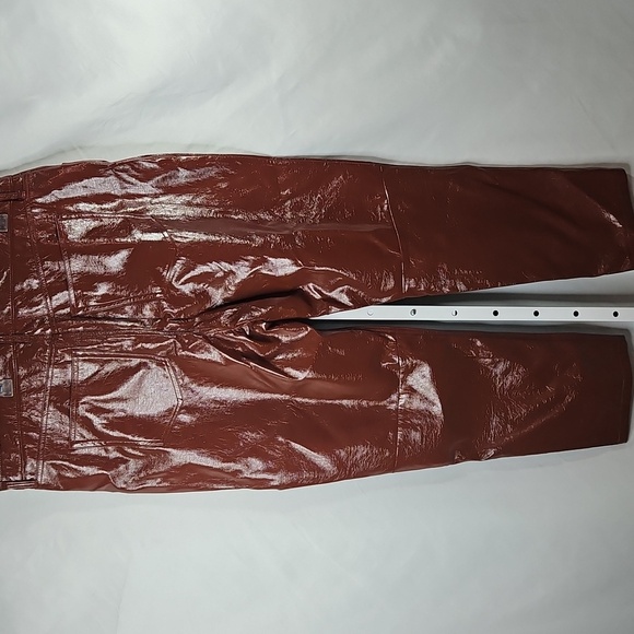 Abercrombie & Fitch Brown Vegan Leather 90's Straight High Rise Pants Size 35/20 - Picture 6 of 8